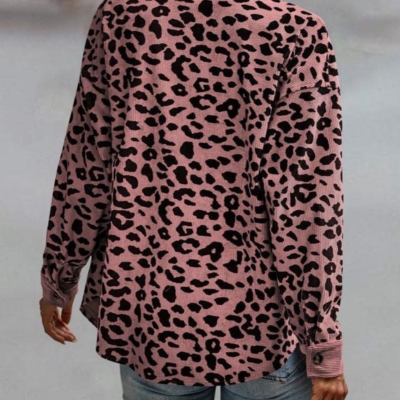 Pink leopard shacket jacket corduroy - Picture 2 of 2